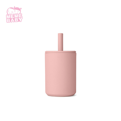 LFGB Baby Straw Cup Customized Logo Silicone Training Sippy Cup With Lids