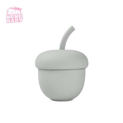 200ml Leakproof Silicone Baby Straw Cup Clay Beige Pink Blue Grey