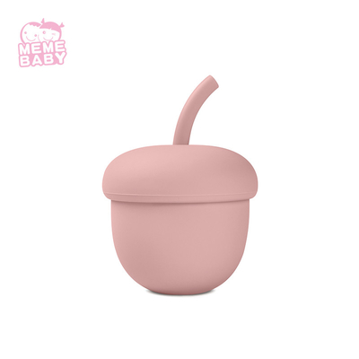 200ml Acorn Shape Silicone Baby Straw Cup Minimalist Style