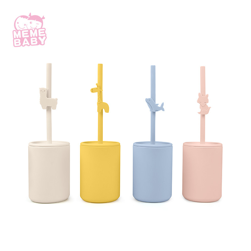 Spill Proof Silicone Sippy Cup With Straw And Handle Eco Friendly