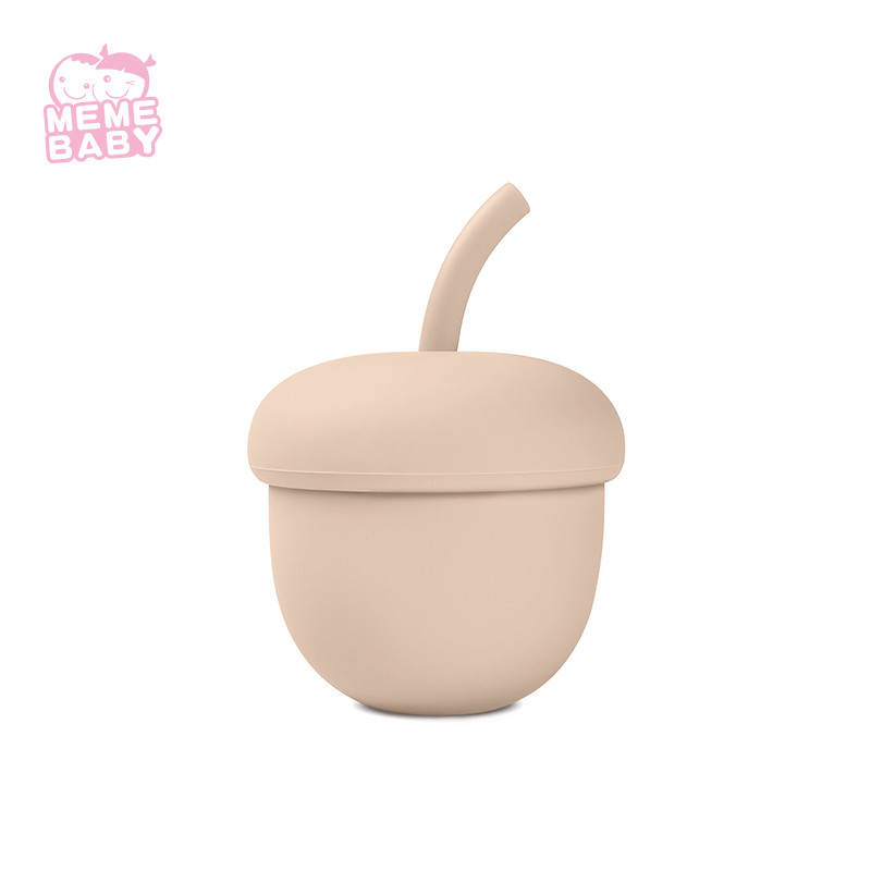 200ml Acorn Shape Silicone Baby Straw Cup Minimalist Style