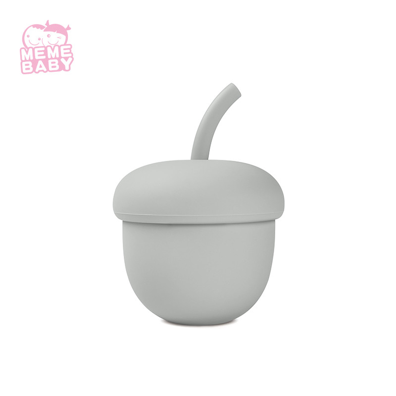 200ml Leakproof Silicone Baby Straw Cup Clay Beige Pink Blue Grey